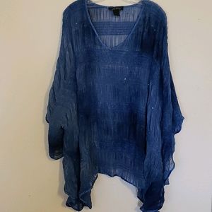 Blue butterfly 5x blouse